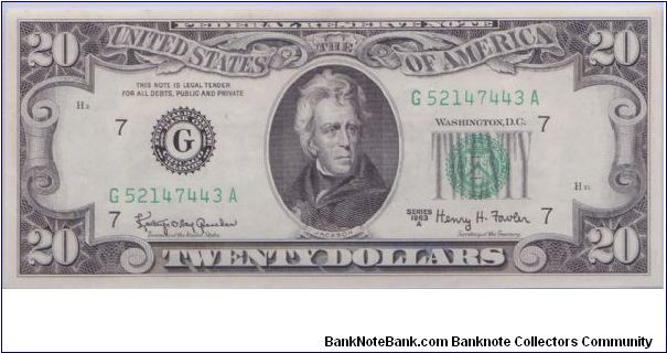 1963 A $20 CHICAGO FRN Banknote