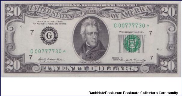 1969 $20 $5 CHICAGO FRN

**STAR NOTE**

**TRINARY NOTE* Banknote