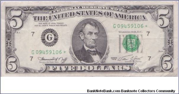 1974 $5 CHICAGO FRN

**STAR NOTE** Banknote