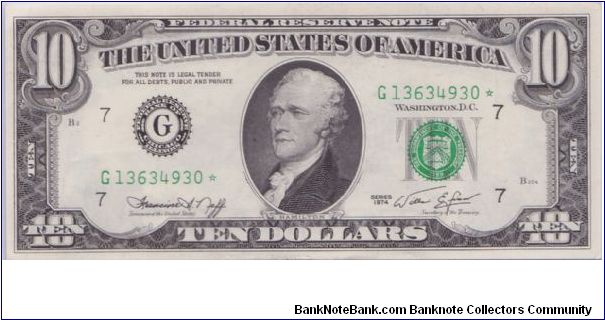 1974 $10 CHICAGO FRN

**STAR NOTE** Banknote