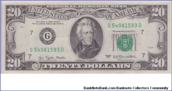 1977 $20 CHICAGO FRN Banknote