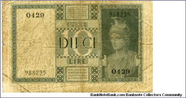 Banknote from Italy year 1939