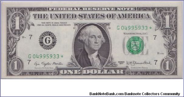 1977 $1 CHICAGO FRN

**STAR NOTE** Banknote