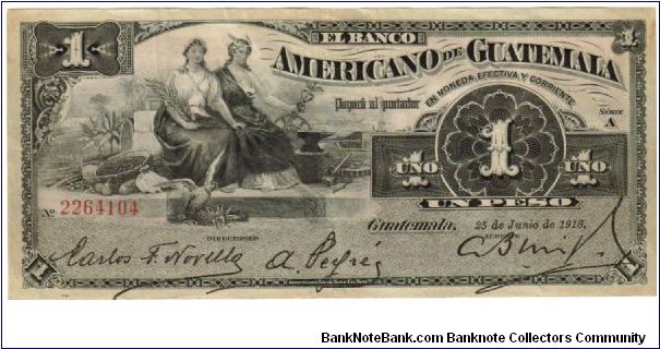 1918 1 Peso XF(Guatemala) Banknote