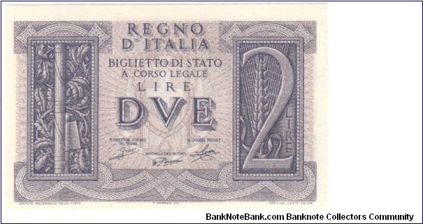 Kingdom of Italy - 2 Lire Banknote