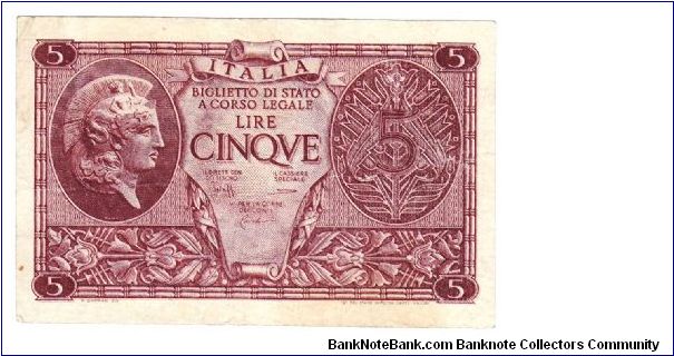 Kingdom of Italy - 5 Lire Banknote