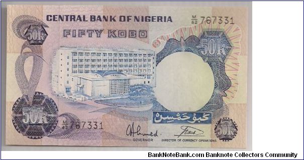 Nigeria 50 Kobo 1973-8 P14g. Banknote