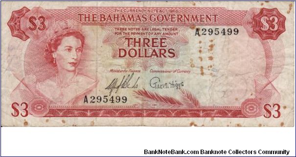 3 Dollars P19a Banknote