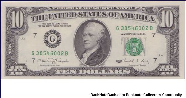 1990 $10 CHICAGO FRN Banknote