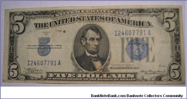 $5 Silver Certificate Banknote