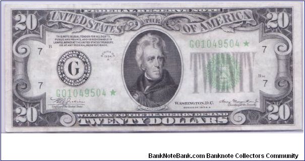 1934 A $20 CHICAGO FRN

**STAR NOTE** Banknote