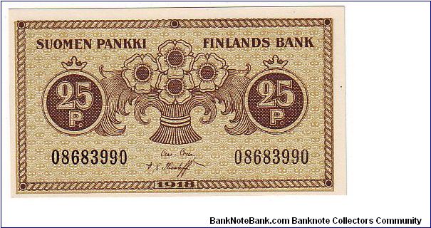 25 pennia

This note is made of 01.04.-14.04.1919 Banknote