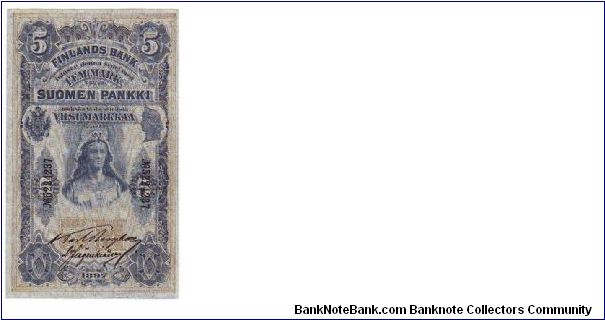 5 markkaa

An unusually good condition, almost flawless

This note is made of 1899 Banknote