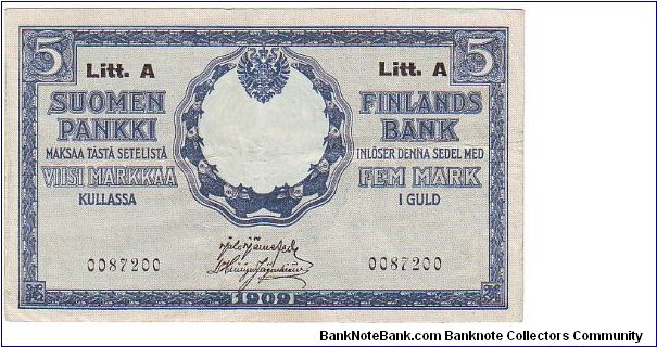 5 markkaa Litt.A  

This note is made of 03.05.-15.5.1918 Banknote