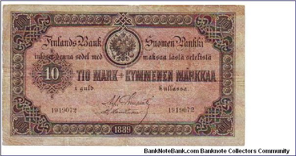 10 markkaa

This note is made of 04.05.-21.10. 1895 Banknote