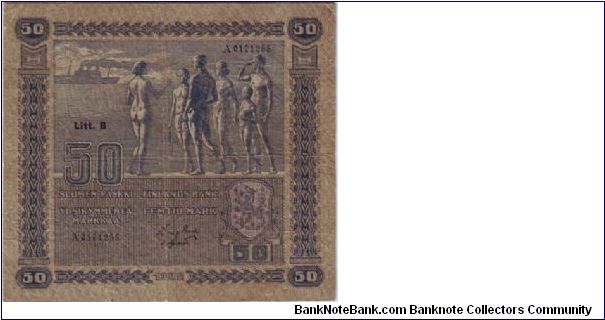 50 markkaa Litt.B 

Very rare 

This note is made of 26.11.-16.12. 1929 Banknote