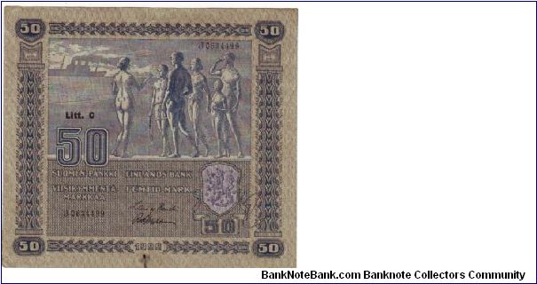 50 markkaa Litt.C

This note is made of 06.10.-09.10. 1936 Banknote
