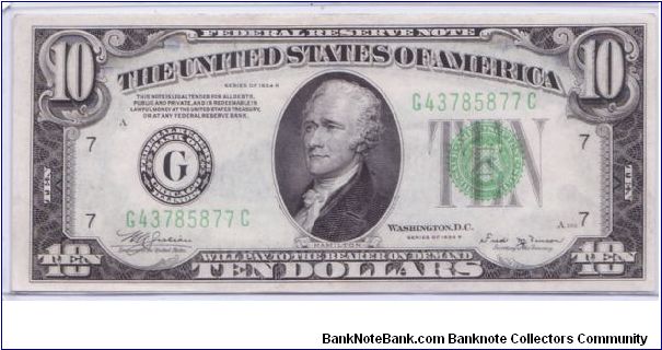 1934 B $10 CHICAGO FRN Banknote