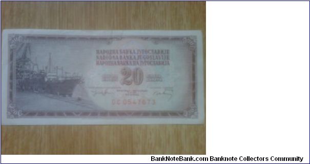 Yugoslavia 20 Dinara Banknote