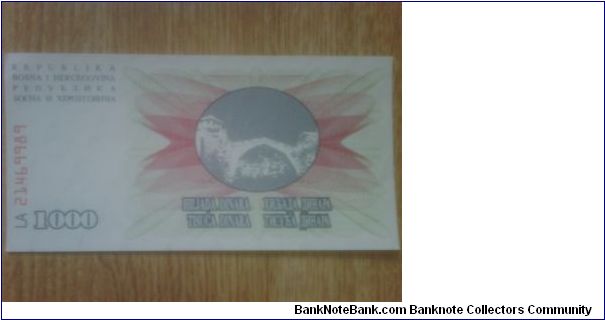Bosnia 1000 Dinara Banknote