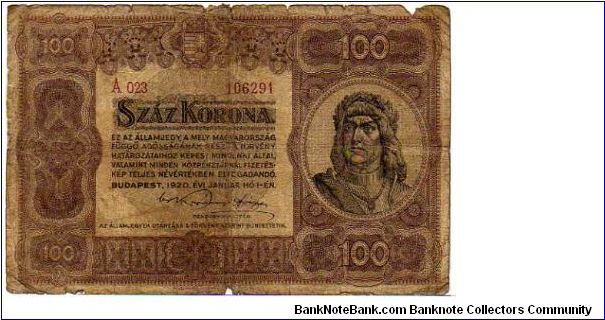 100 Korona__

pk# 63__

01-January-1920
 Banknote