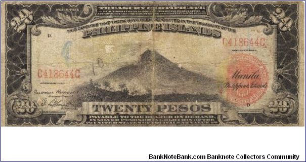 PI-77 RARE Philippine Islands 20 Pesos Treasury Certificate. Banknote