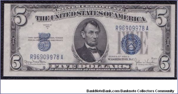 1934 D $5 SILVER CERTIFICATE Banknote