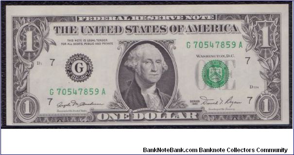 1981 $1 CHICAGO FRN Banknote