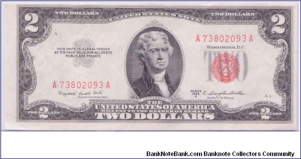 1953 B $2 LT 

**RED SEAL** Banknote