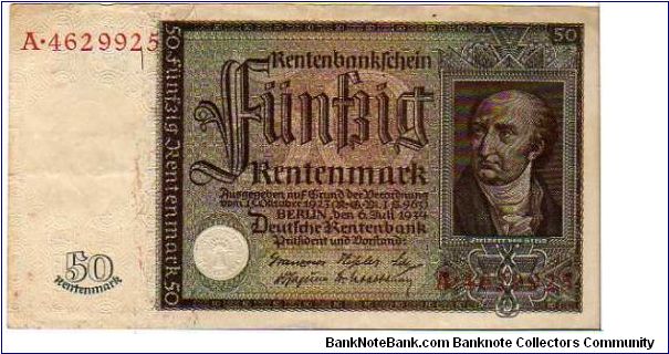 50 Rentenmark__
pk# 172__
06-July-1934
 Banknote