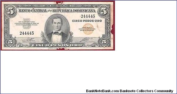 5 Pesos Banco Central ==> Emision: 1ra ==> Printer: ABNC ===> Signatures: Lic Jesús María Troncoso and Lic. Víctor Garrido ==> by: clubnumismatico.com Banknote