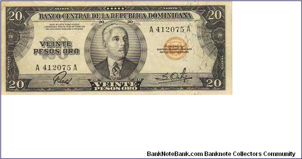 20 Pesos Banco Central ==> Emision: 1ra ==> Printer: TDLR  ===> Signatures: Wenceslao Troncoso S. Lic. S. Salvador Ortiz  ==> Denominations: 1952 (10, 20, 1, 5, 10) ==> by: clubnumismatico.com Banknote