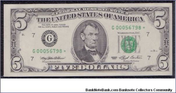 1993 $5 CHICAGO FRN

**STAR NOTE** Banknote