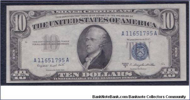 1953 B $10 SILVER CERTIFCATE

**PMG 64 EPQ**

**CH CU** Banknote