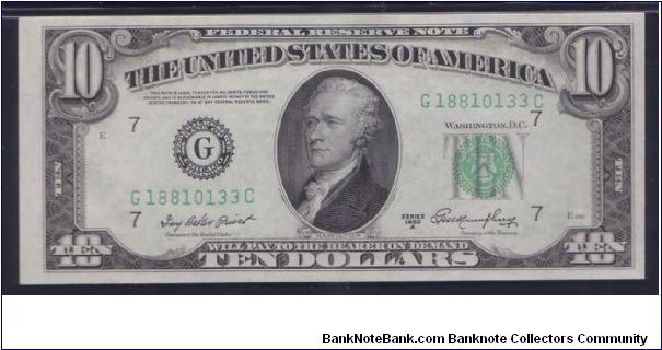 1950 A $10 CHICAGO FRN

**PMG 65 EPQ**

**GEM UNC** Banknote