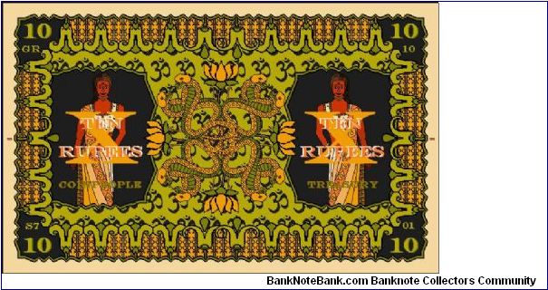 Coinpeople Treasury; Indian Series 10 Rupees 'Gold' Certificate. Banknote