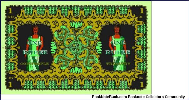Coinpeople Treasury; Indian Series 1 Rupee 'Gold' Certificate. Banknote