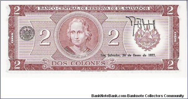 Banknote from El Salvador year 1976
