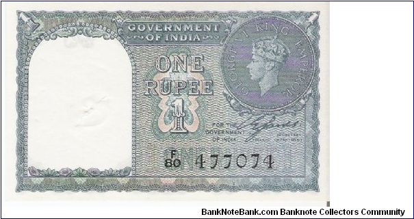 1 Rupee British India, King George VIth, Brilliant Gem. Banknote
