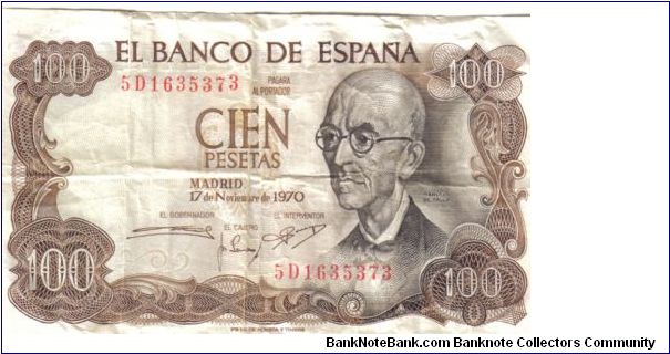 Spain, 100 Pesetas, 17th November 1970 Banknote