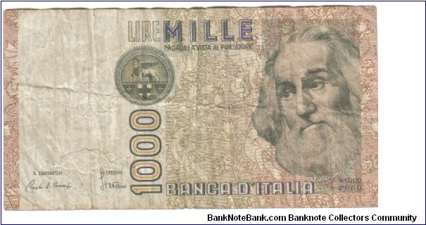 Italy, 1000 Lire, 6 January, 1982 Banknote