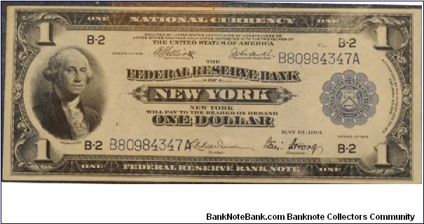 National Currency
Federal Reserve Note
New York 1$ Banknote