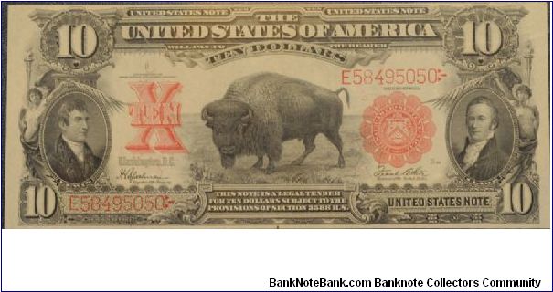 $10 US Note - Bison Banknote