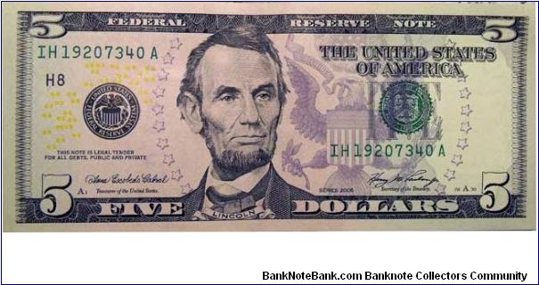 2006 Five Dollar Note Banknote