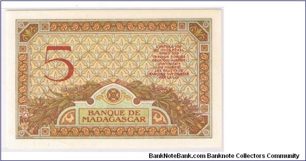 Banknote from Madagascar year 1937