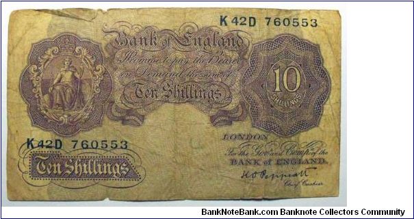 Ten Shillings Note, Pretty poor shape Banknote