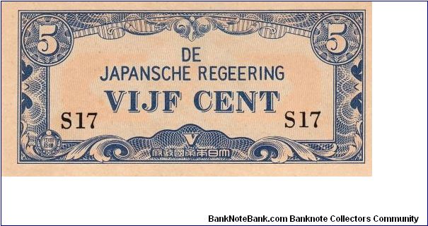 JIM Note: Netherlands Indies Vijf (5) Cents Banknote