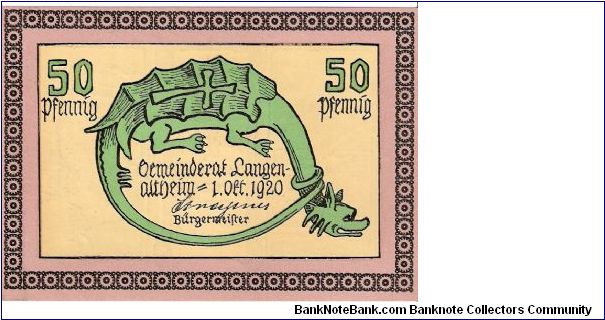 Notgeld (Langenaltheim); 50 pfenig; October 1, 1920

Part of the Dragon Collection! Banknote