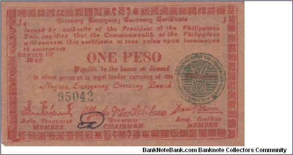 Emergency & Guerrilla Currency

Negros Islands: 1 Peso (Treasury Emergency Certificate issue) Banknote