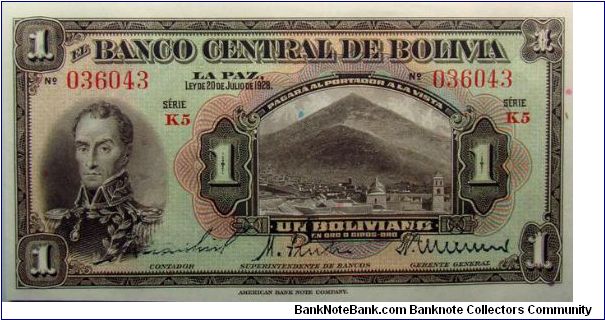 1 Boliviano Banknote